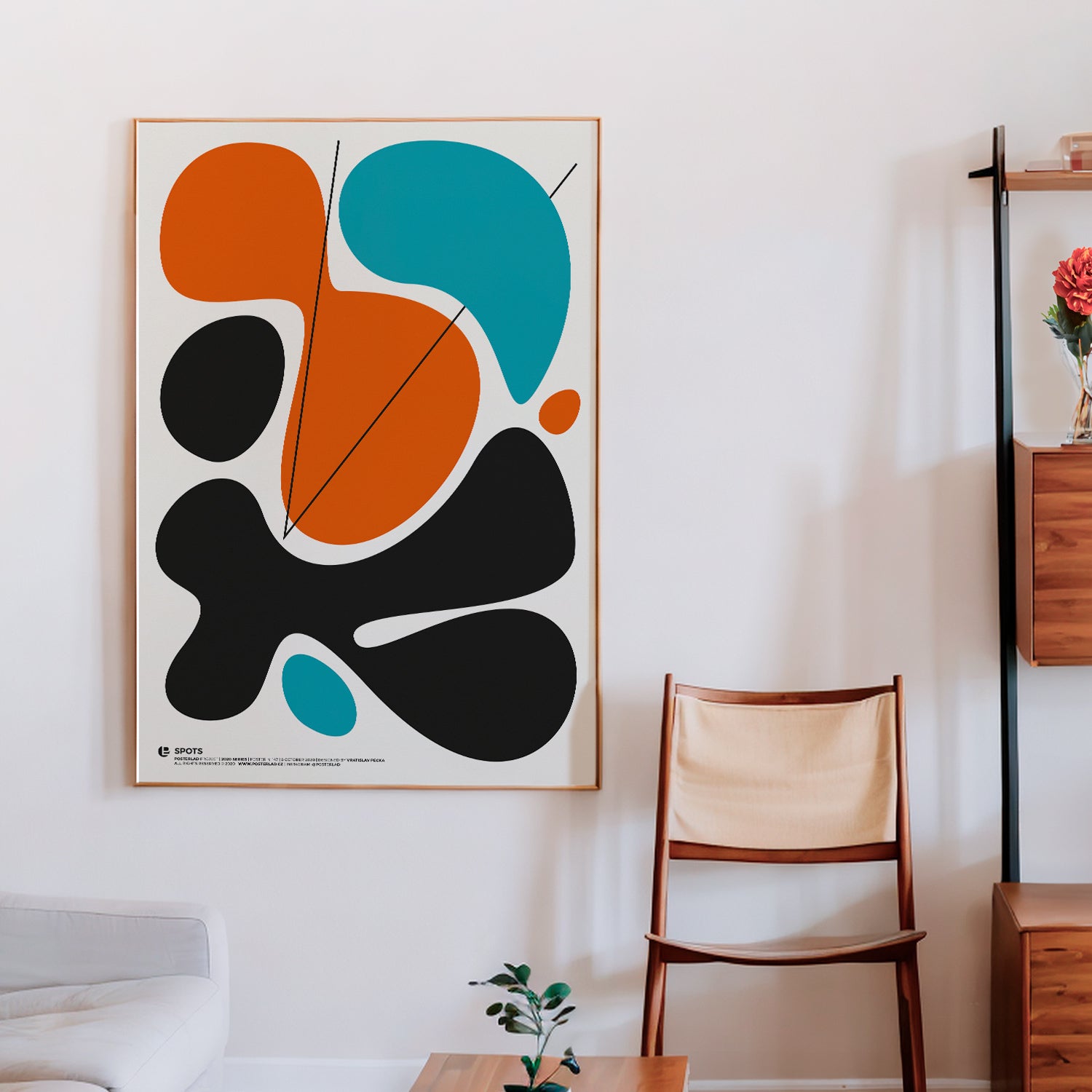 Bold and abstract interplay of organic shapes in vibrant hues