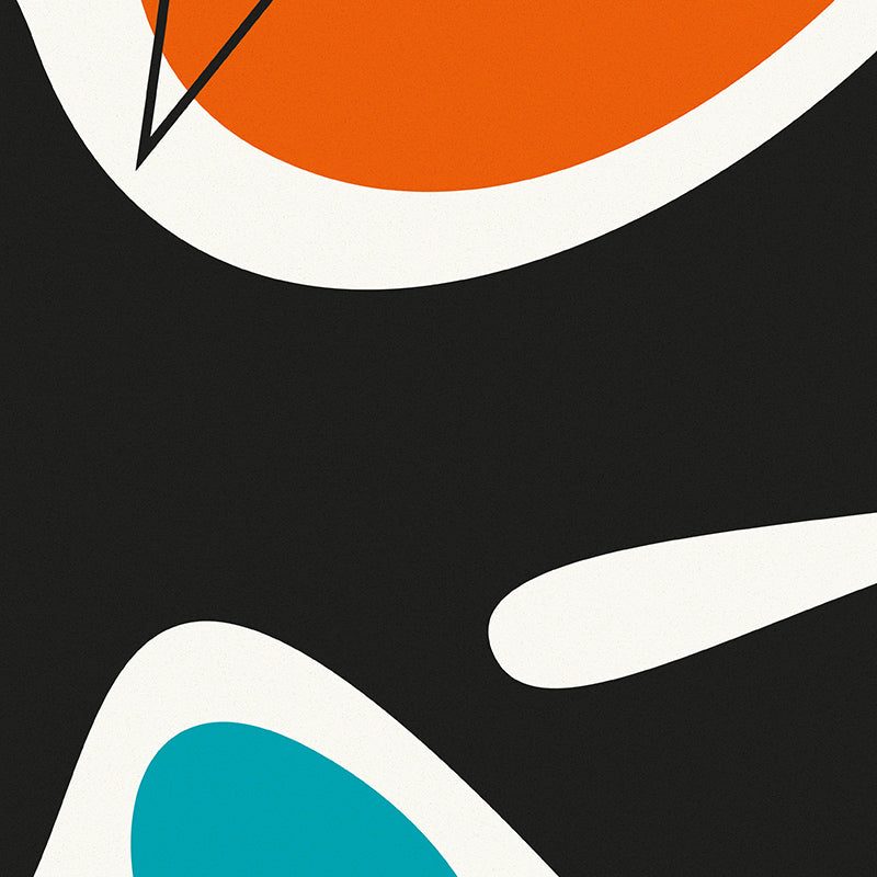 Minimalistic yet striking arrangement invites viewers to interpret movement and balance