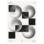 A mesmerizing black and white geometric design with concentric circles and squares
