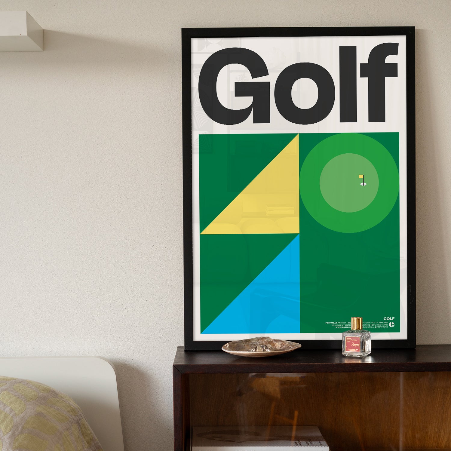 A vibrant golf-themed poster printed on thick matte Japanese paper for room decor
