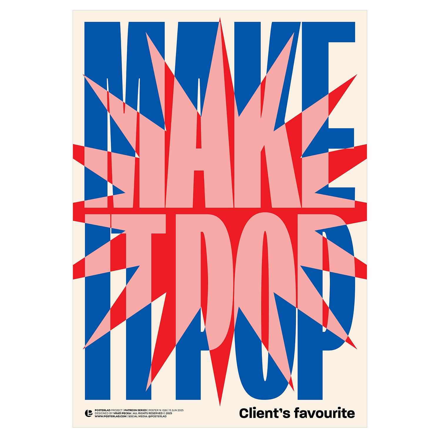 Bold typography poster displaying the phrase BE YOU NOT THEM with wavy, elongated letters in pink, blue, and orange colors, creating a vibrant, three-dimensional visual effect