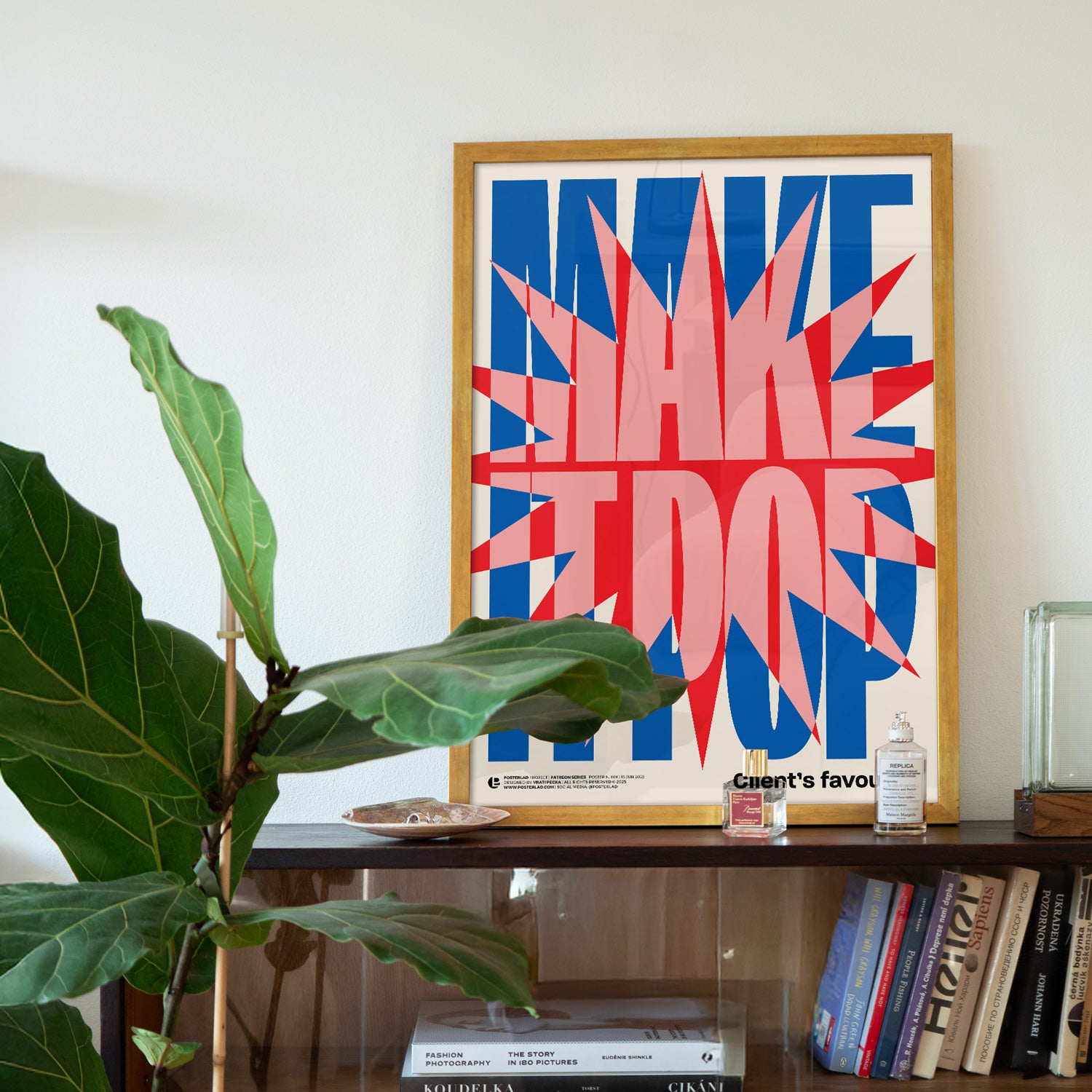 Close-up of the Be You poster showcasing distorted, stretched letterforms with overlapping, colorful text in pink, blue, and orange, emphasizing individuality and self-expression