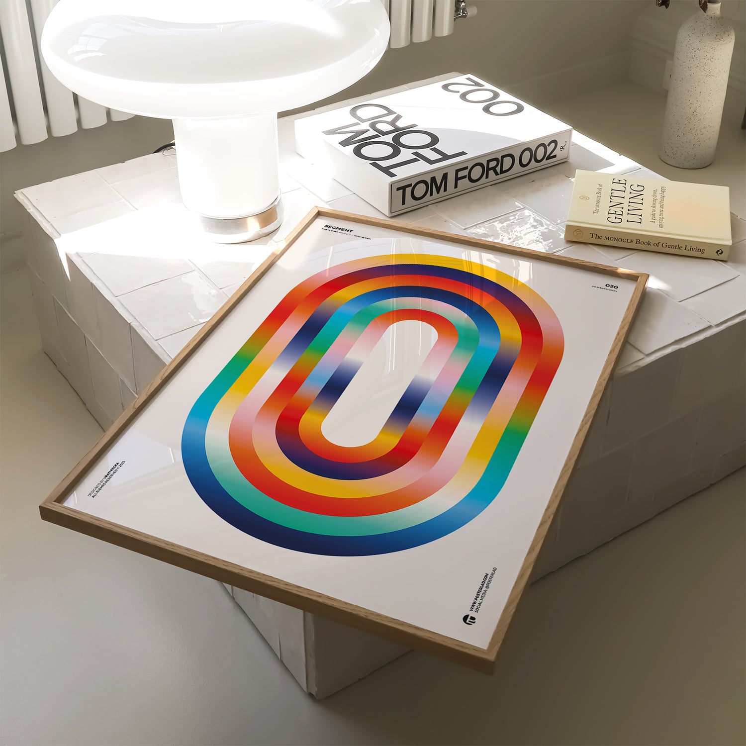 Vibrant rainbow-colored concentric oval poster with smooth gradient transitions and layered depth