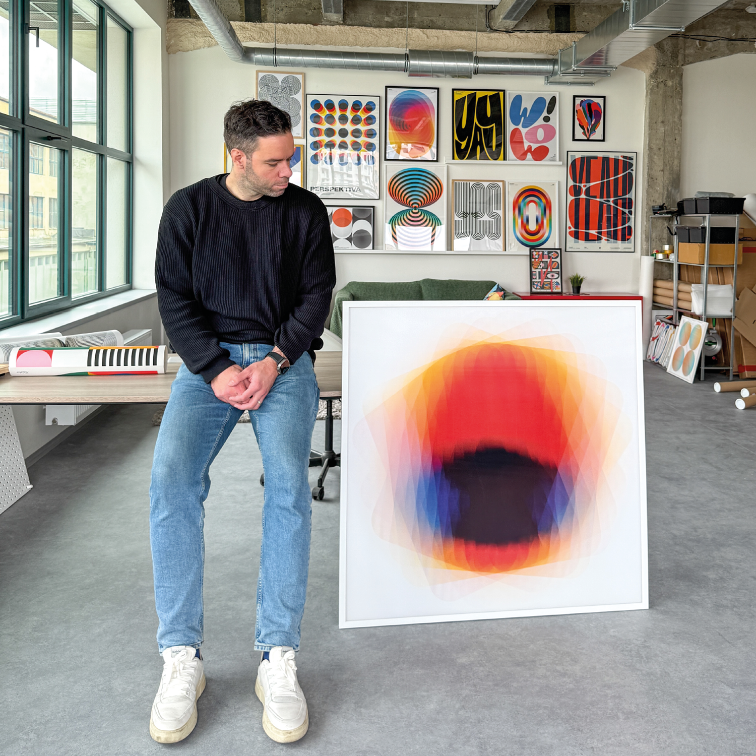 Dynamic visual experience with shifting colors and illusion of motion