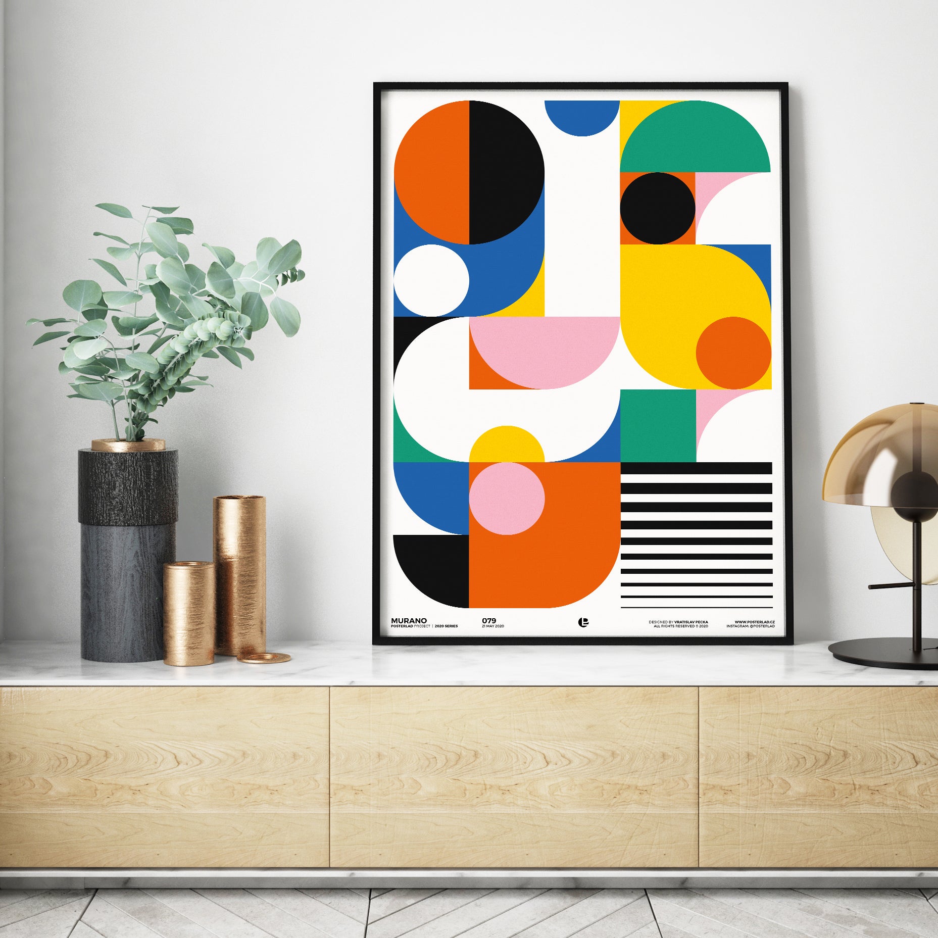 dynamic, abstract design inspired by the Italian island of Murano