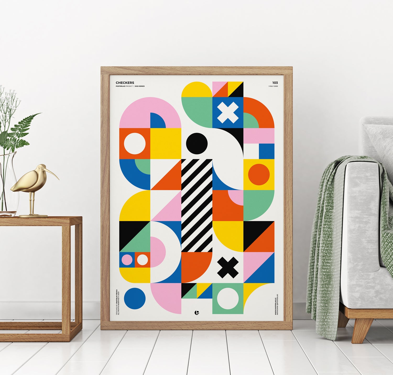 Lively interplay of colors in Checkers poster design