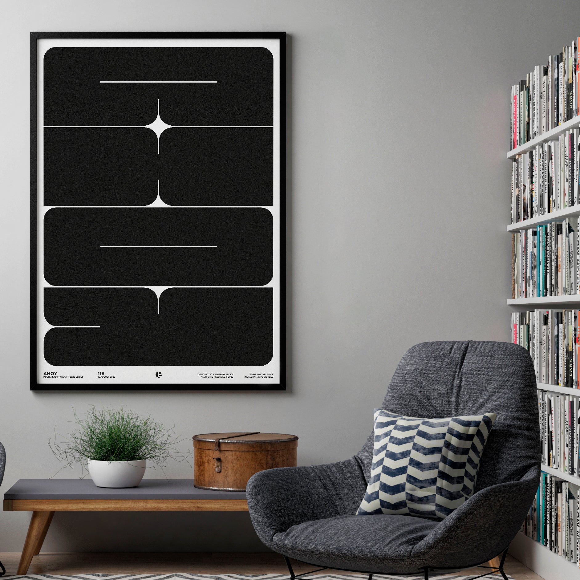 Abstract shapes reminiscent of modernist architecture creating visual rhythm