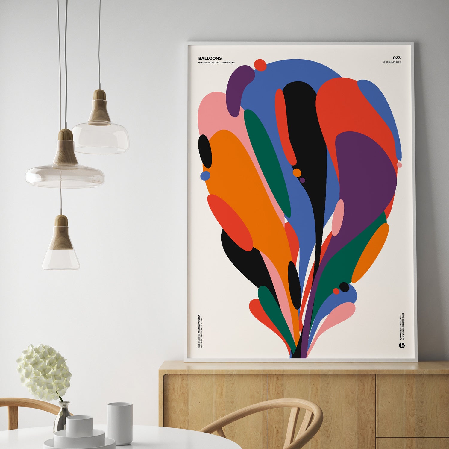 Dynamic and joyful balloon forms overlapping and intertwining