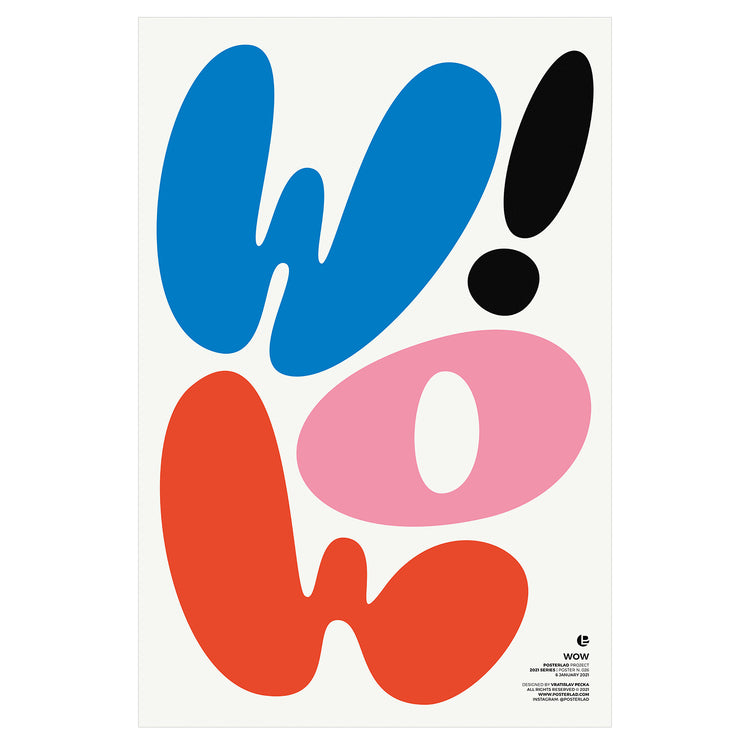 Wow poster with vibrant, playful design and bold typography