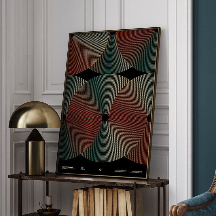 Modern and minimalist interior artwork that adds sophistication and visual interest, inviting viewers to immerse themselves in its hypnotic patterns