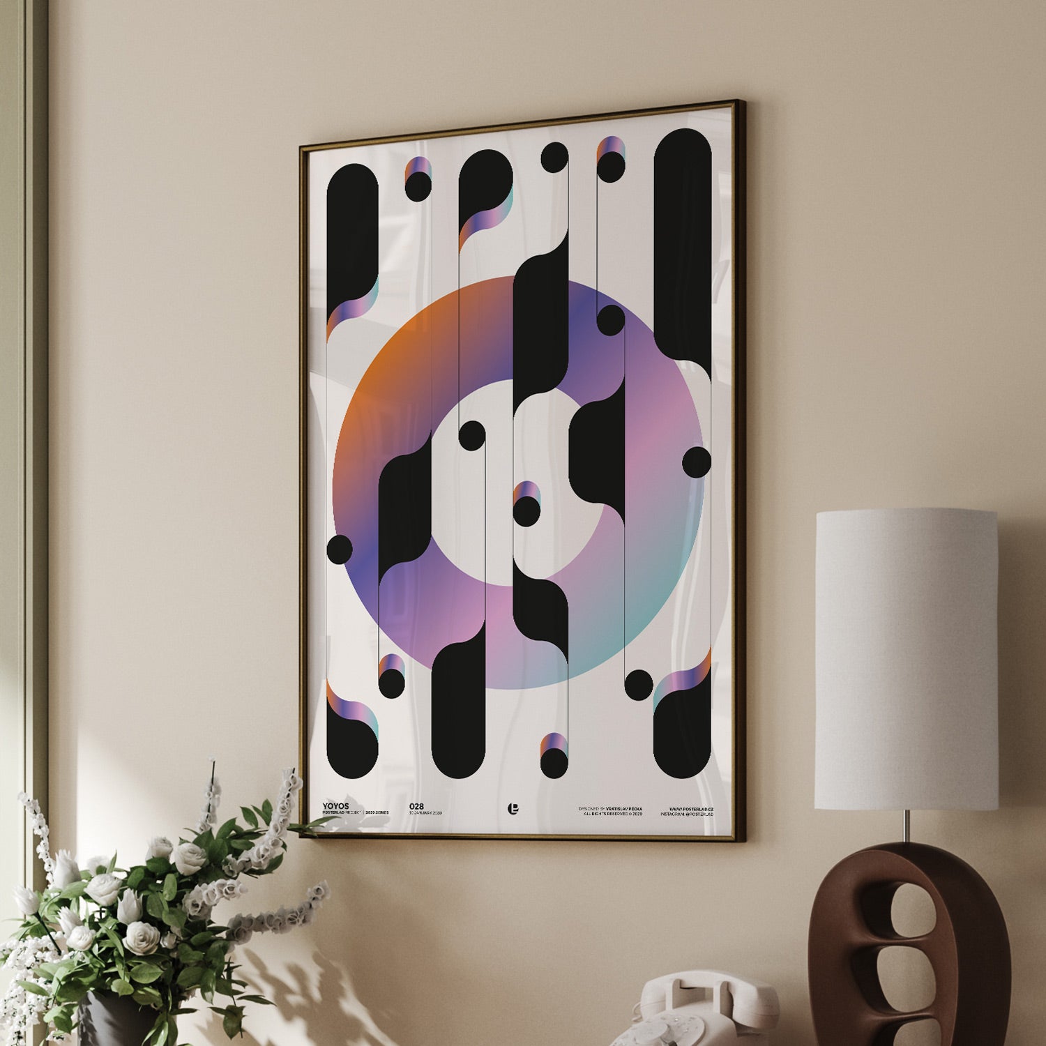 Colorful yoyo prints add a wonderful accent to your room