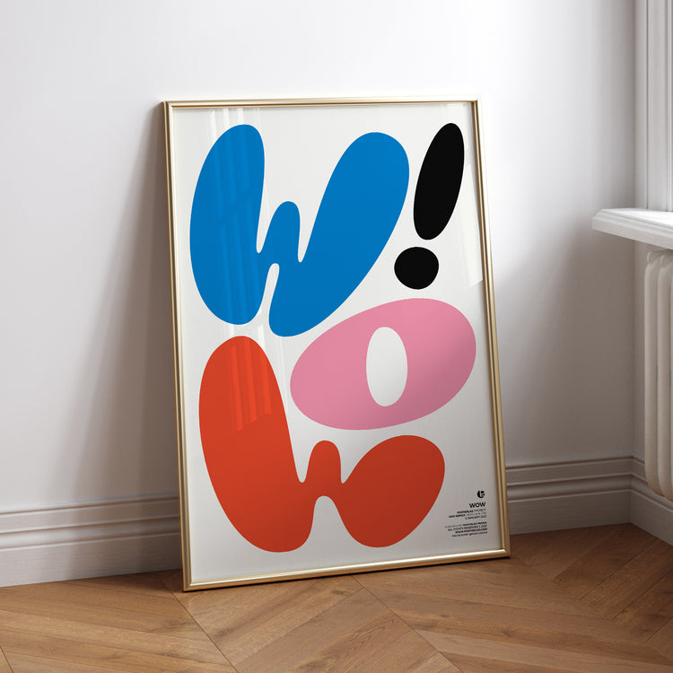 Colorful, whimsical poster with rounded, flowing letters