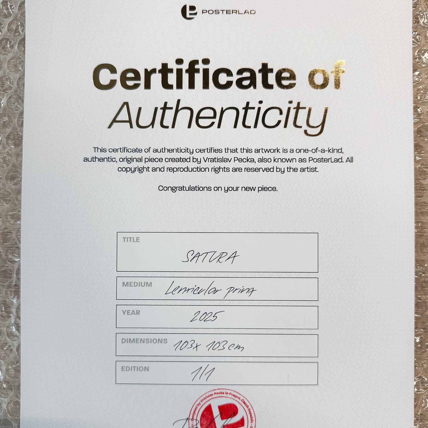 Satura (1/1 Edition, 103x103 cm)