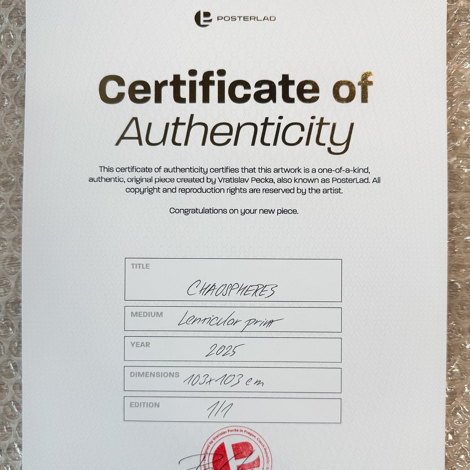 Chaospheres (1/1 Edition, 103x103 cm)