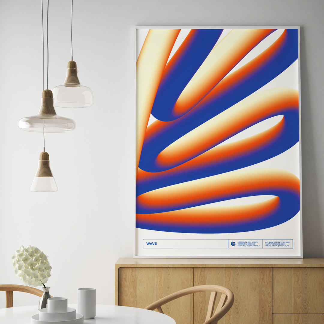 Bold and modern museum-quality print of Wave poster with minimalist yet captivating design