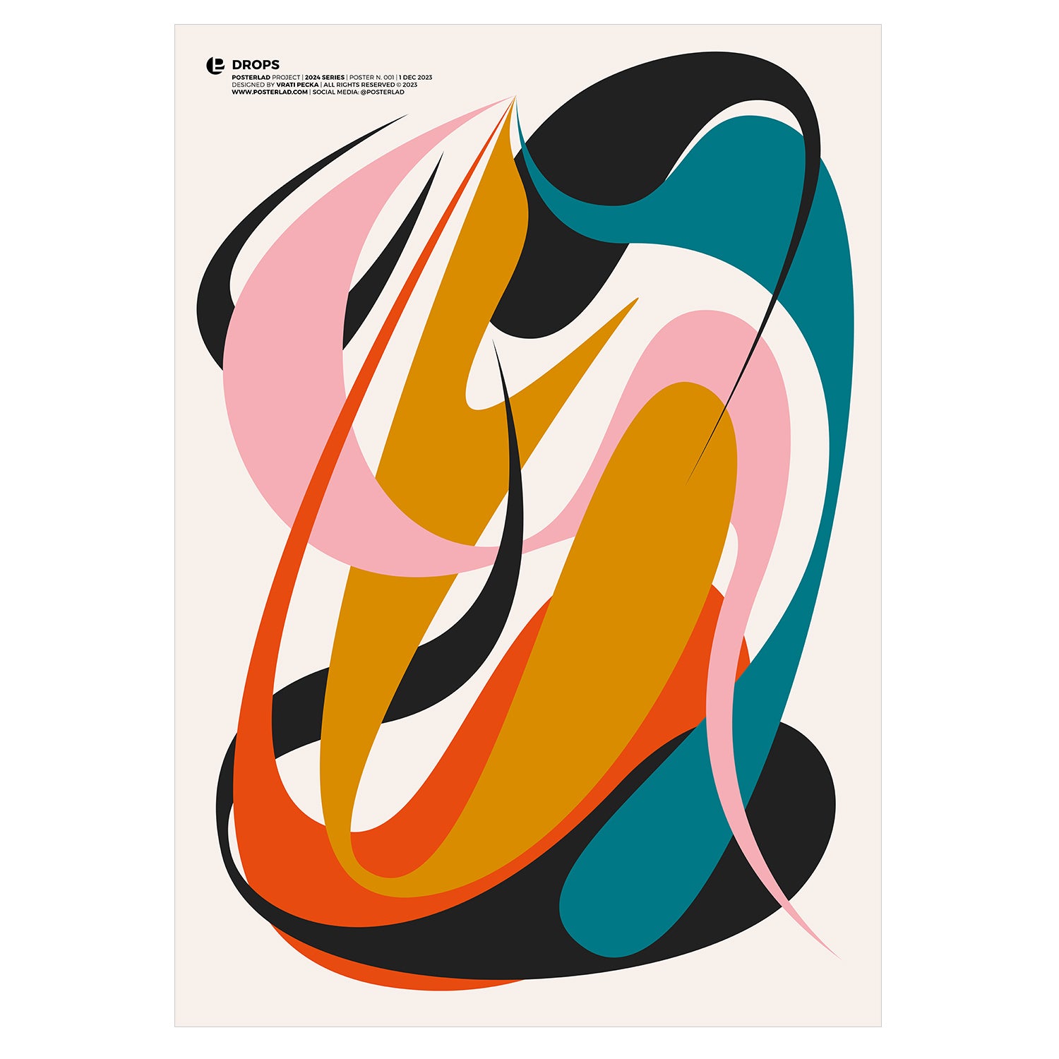 The Drops poster captures the essence of fluidity and motion with earthy tones and vivid orange, creating a sense of depth and energy