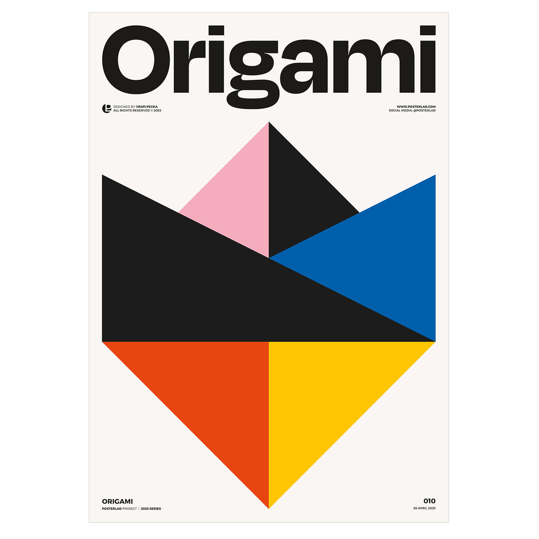 Thick matte paper poster with origami design, perfect for room decor