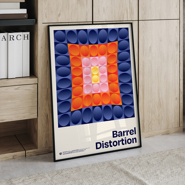 Barrel Distortion poster with 94% opacity and ISO brightness of 104% sourced from Japan