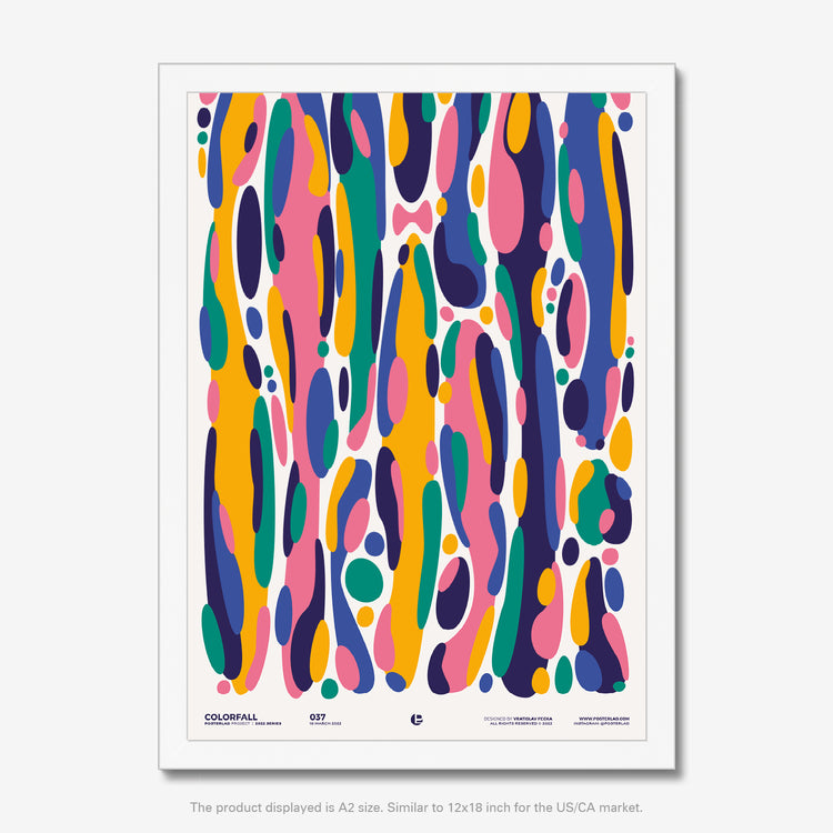 Colorfall poster featuring vibrant cascade of colors transitioning seamlessly, resembling a waterfall 