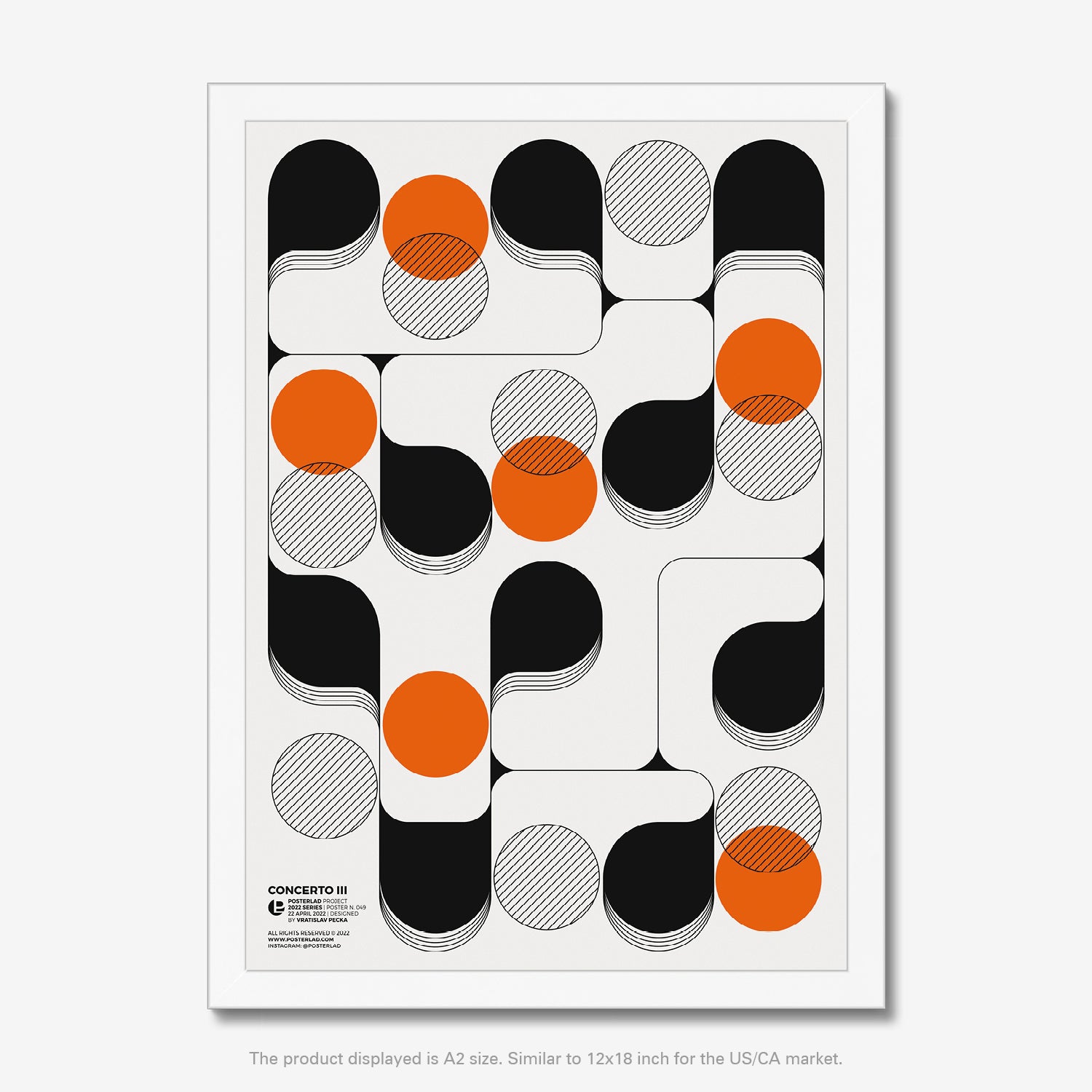 Concerto III poster featuring bold, flowing lines in vibrant oranges