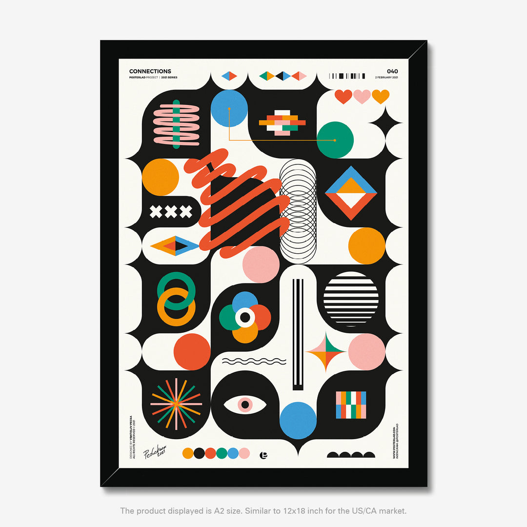  Interconnected elements representing relationships and harmony in vibrant colors 