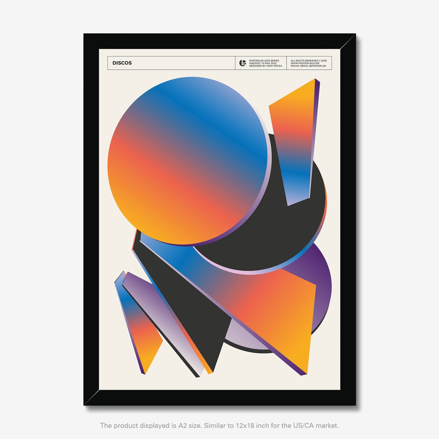 Stunning arrangement of colorful gradients and solid black elements against a soft neutral background