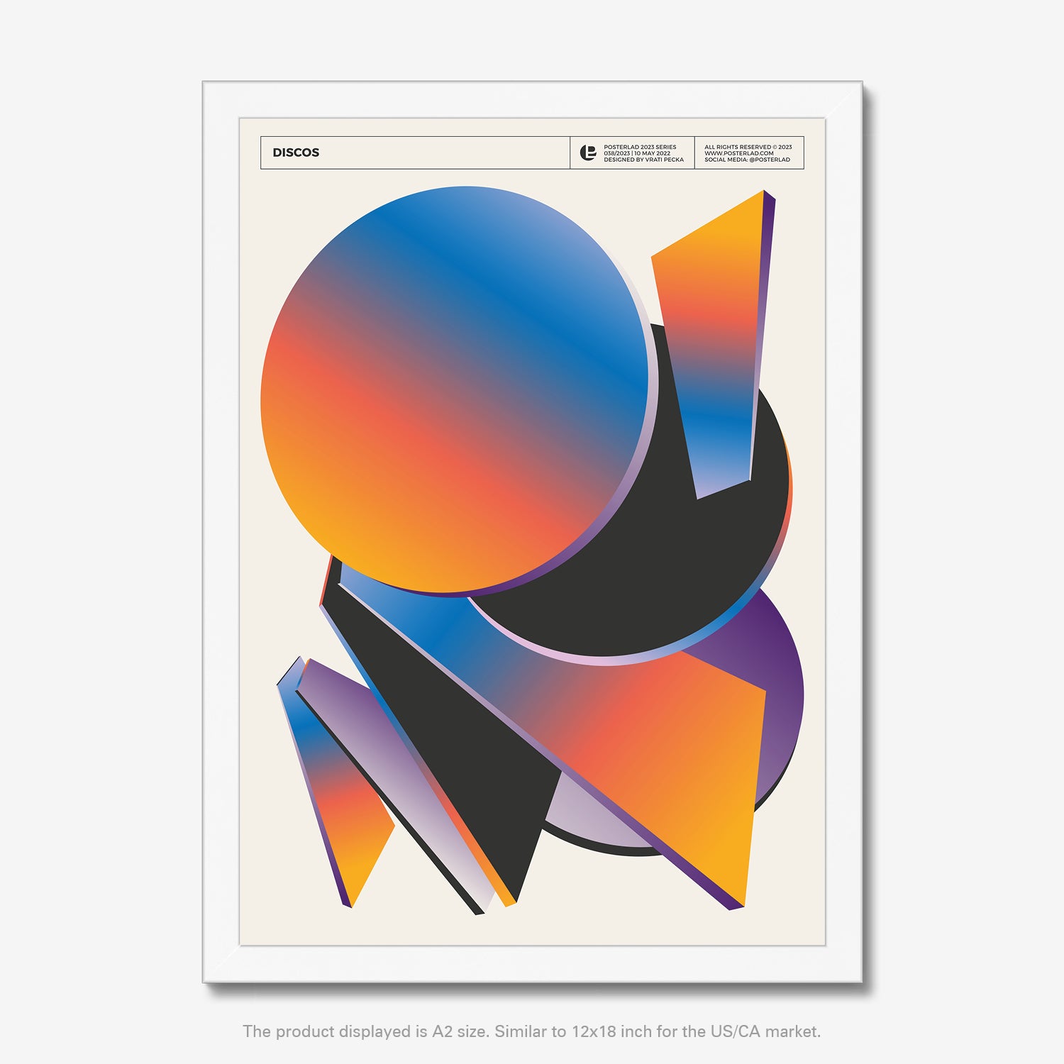 Futuristic and artistic aesthetic with vibrant shapes creating a sense of depth and motion