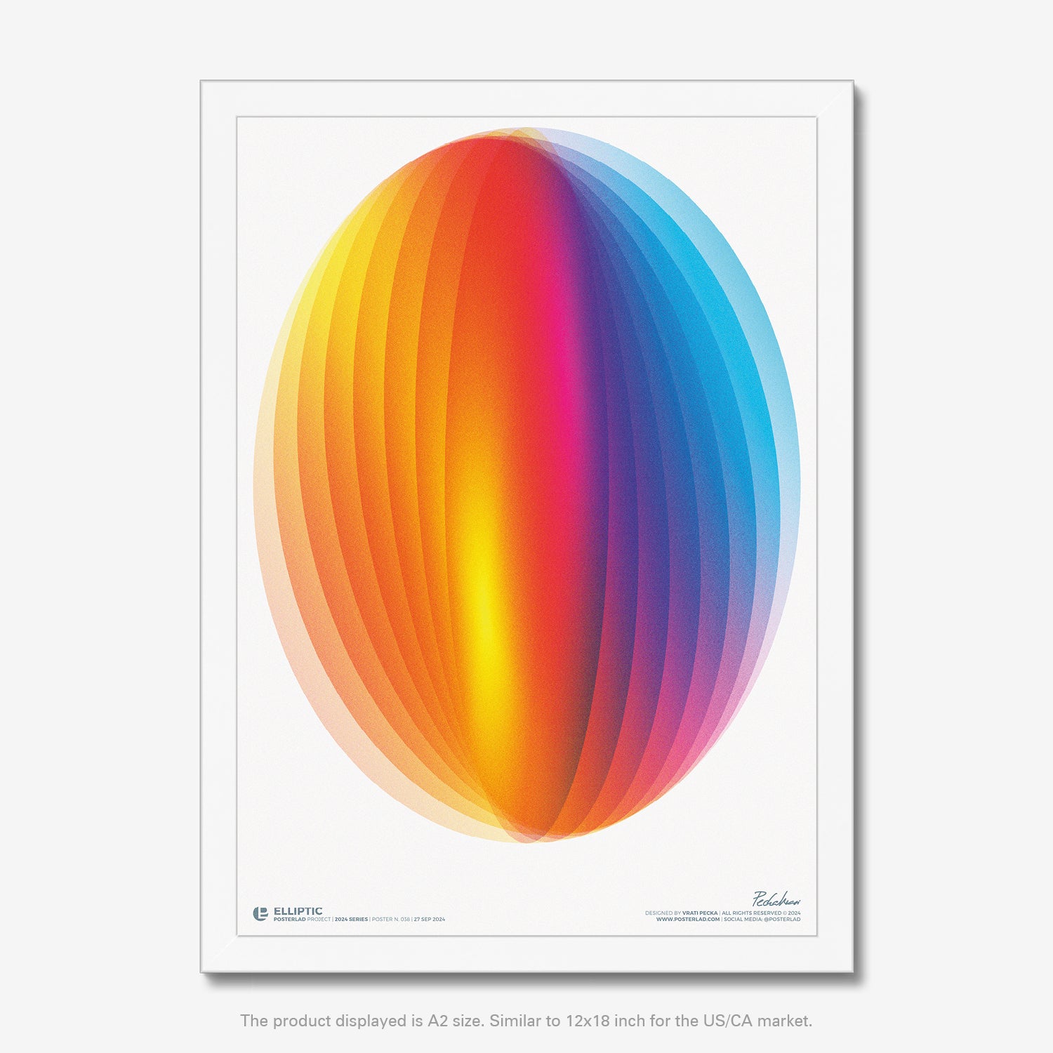 Layers' smooth contours and precise alignment create a sense of depth and three-dimensionality, as if the oval is floating in space