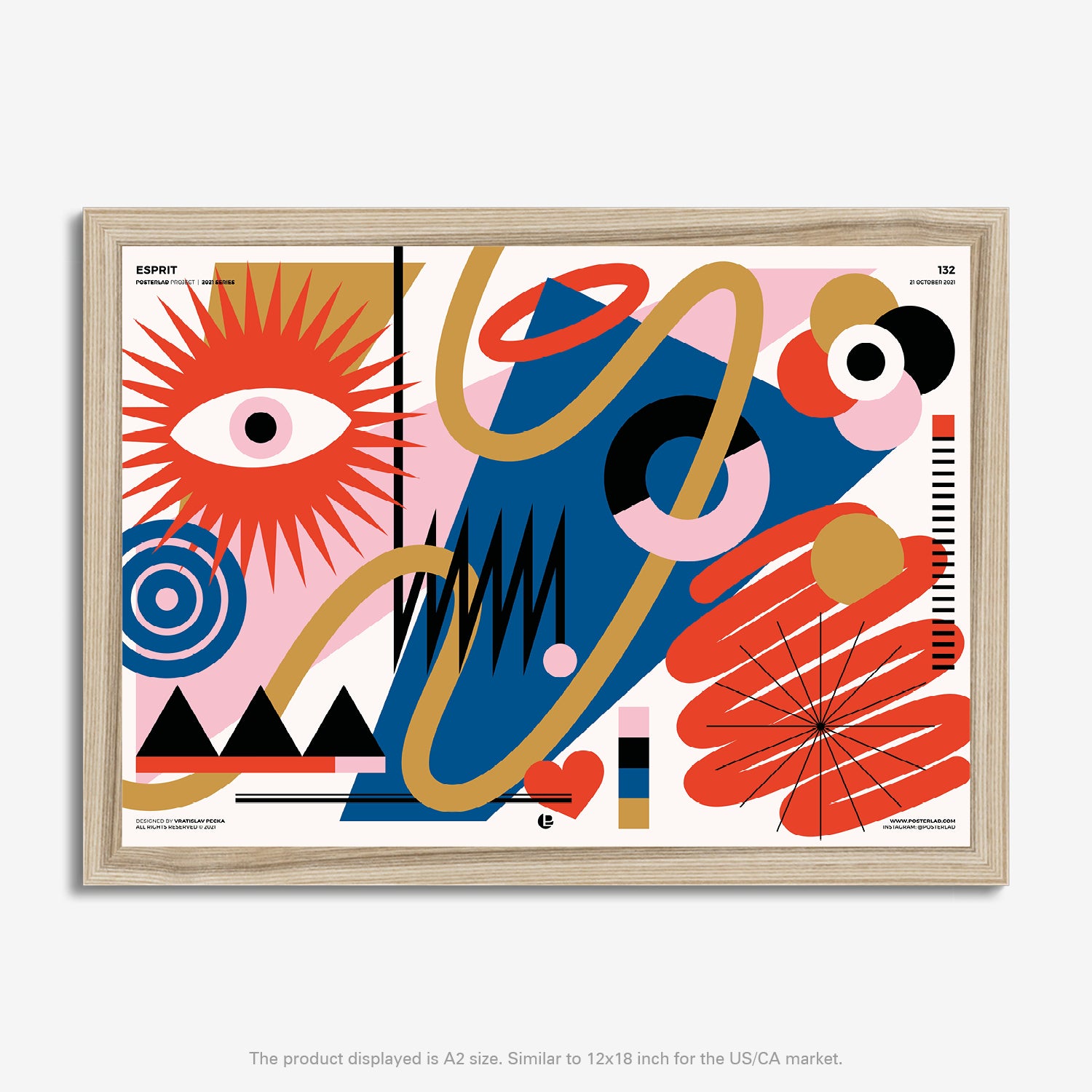 Esprit poster with bold geometric shapes in vibrant colors and modern aesthetic