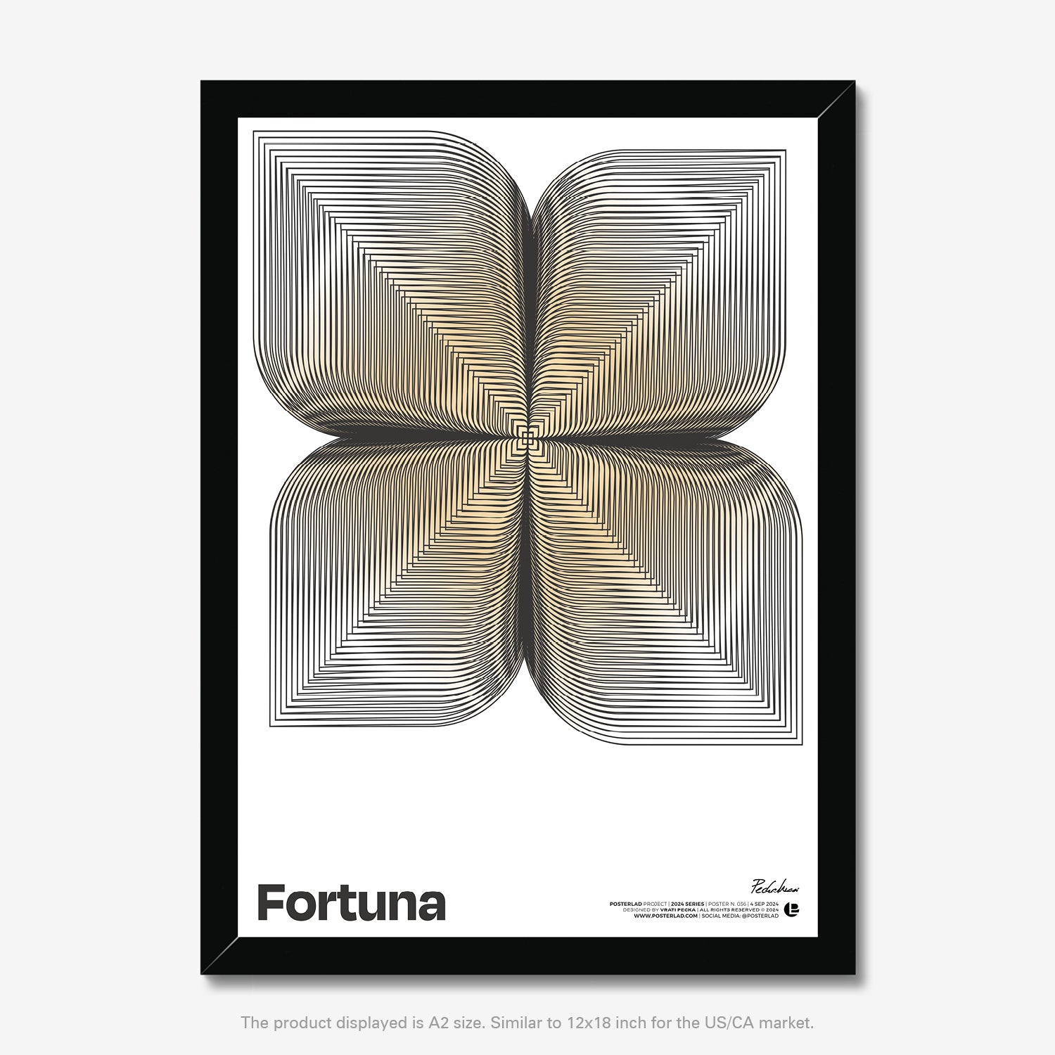 Modern and elegant aesthetic with black and golden tones on white background
