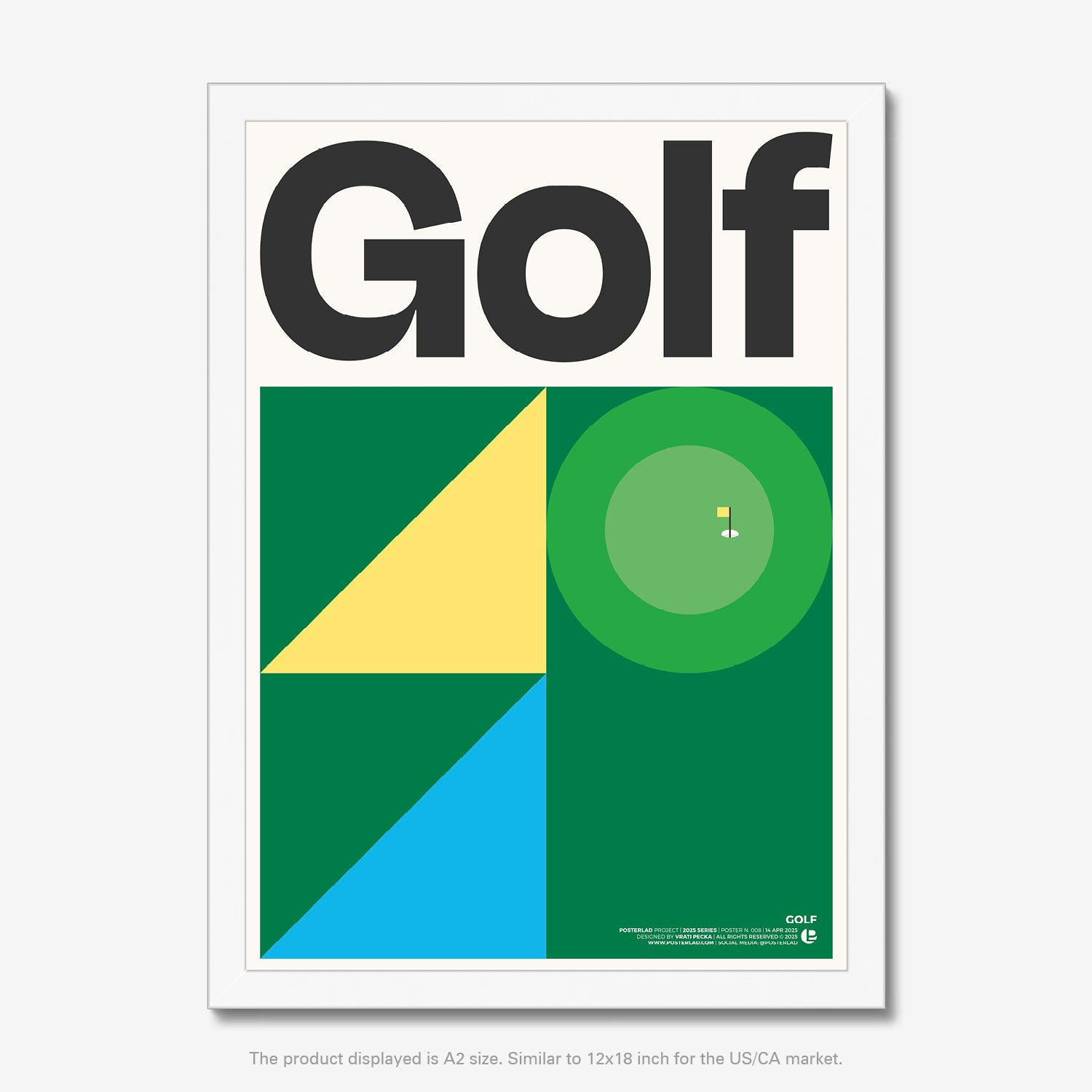 Thick matte paper poster with golf illustration, perfect for home or office