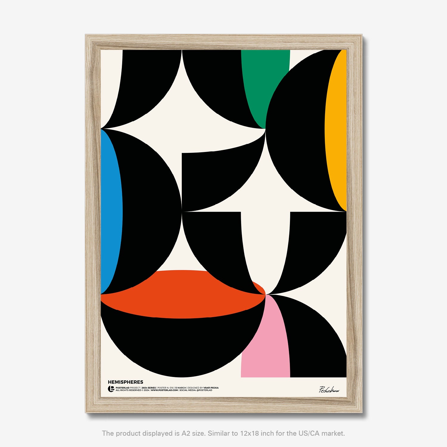 The Hemispheres poster - a vibrant and abstract composition with semi-circular and curved shapes, creating balance and motion