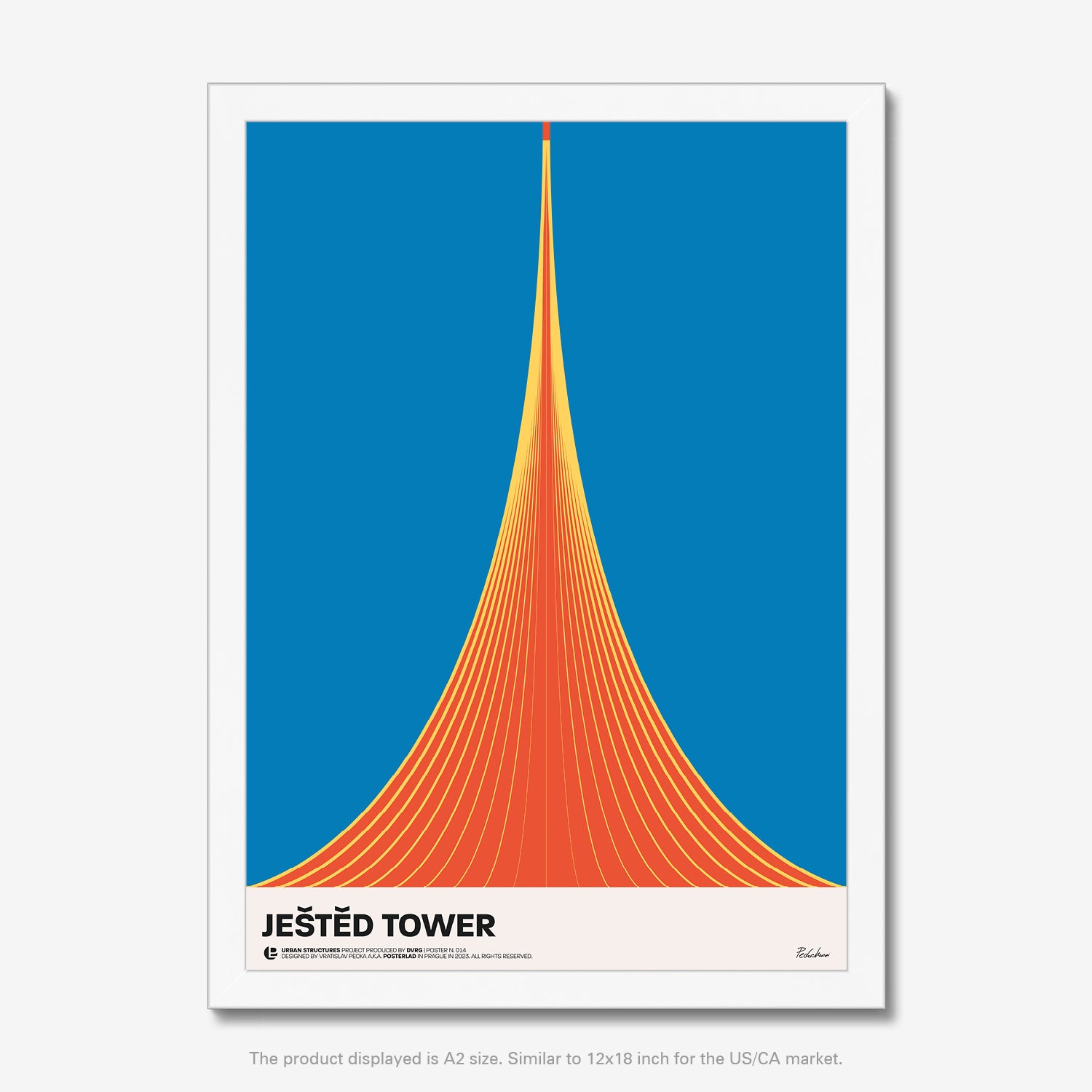 Vibrant, celebratory design capturing the iconic status and futuristic brilliance of the Ještěd Tower