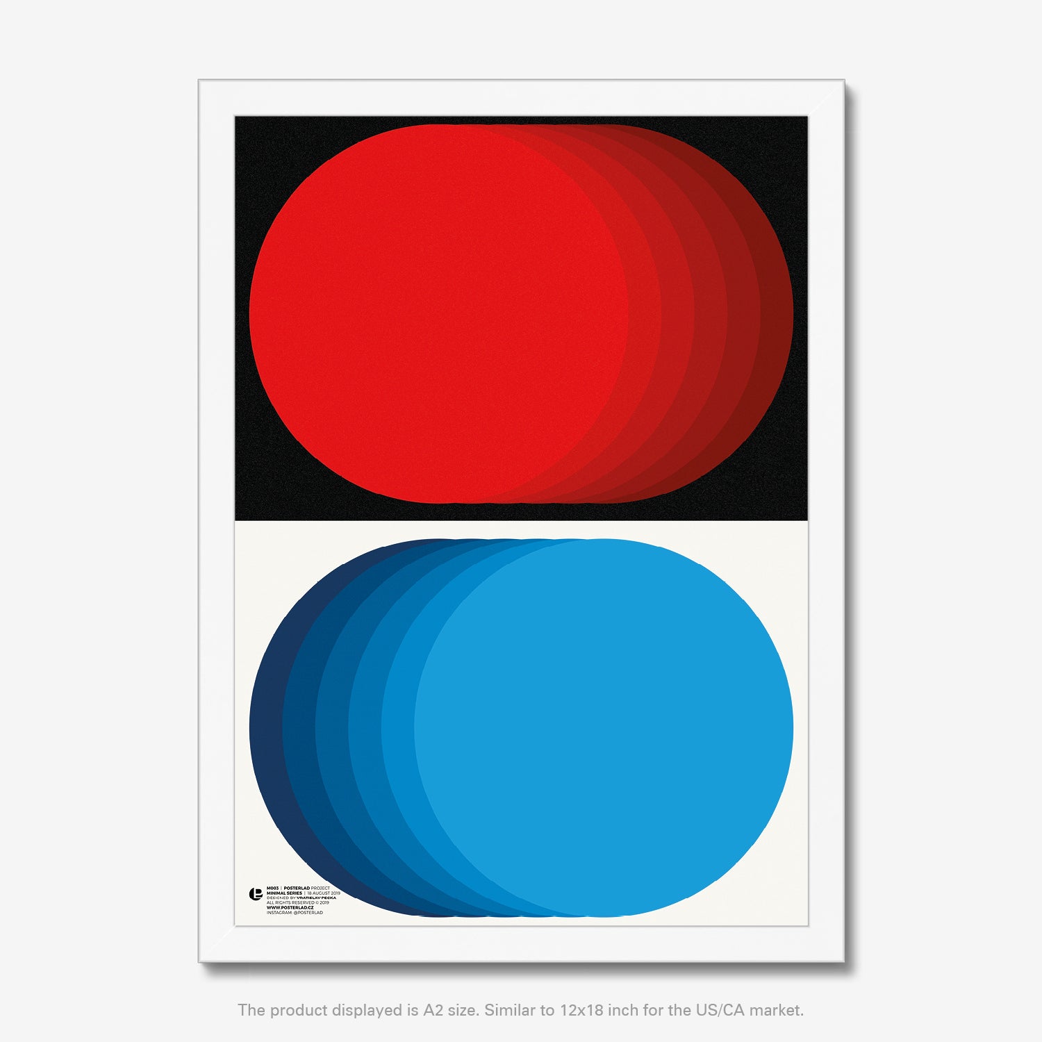 The m003 poster displaying a bright blue circular shape with tonal gradients to convey a sense of volume