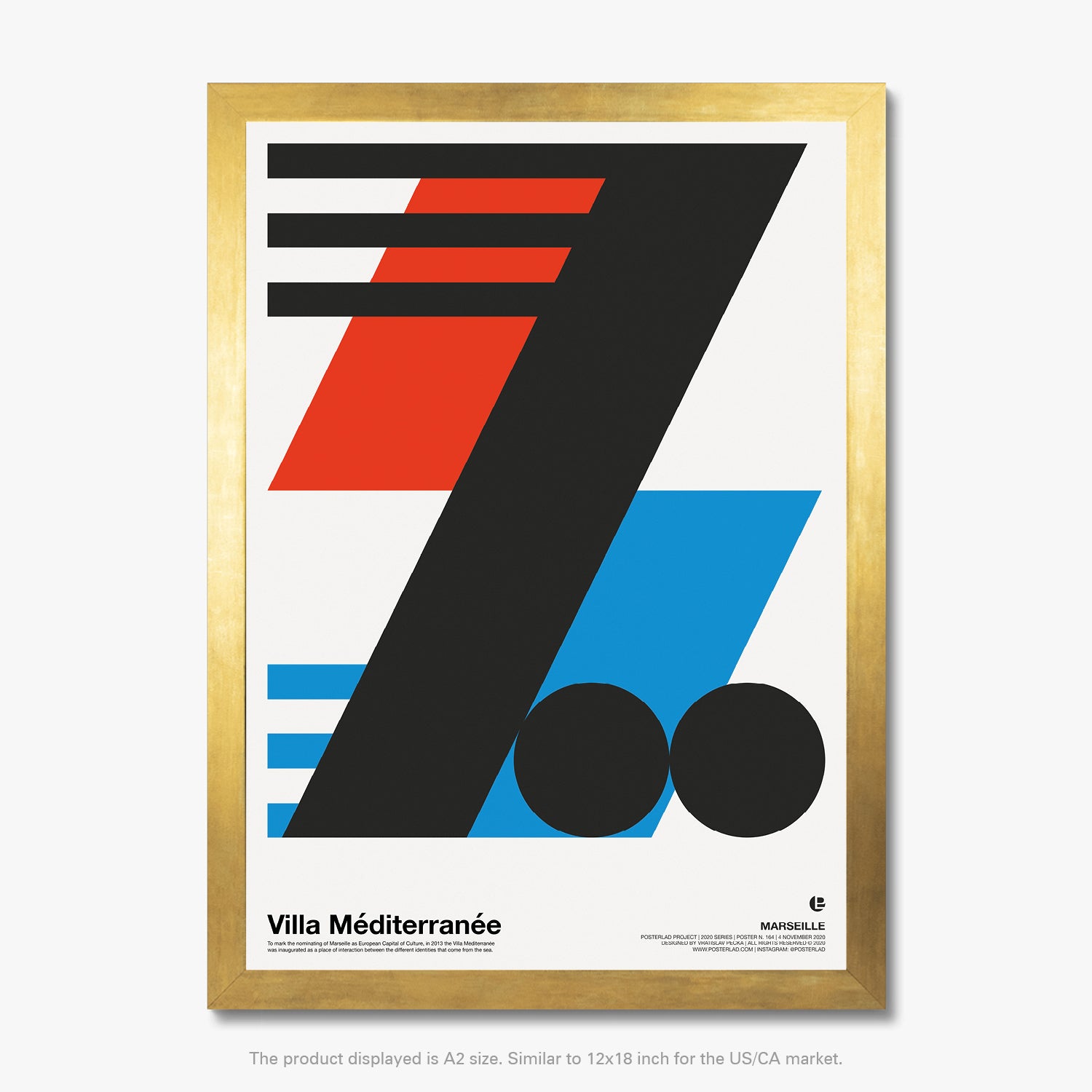 Colorful print of Villa Méditerranée capturing the essence of modernist design through bold geometric composition and vibrant colors