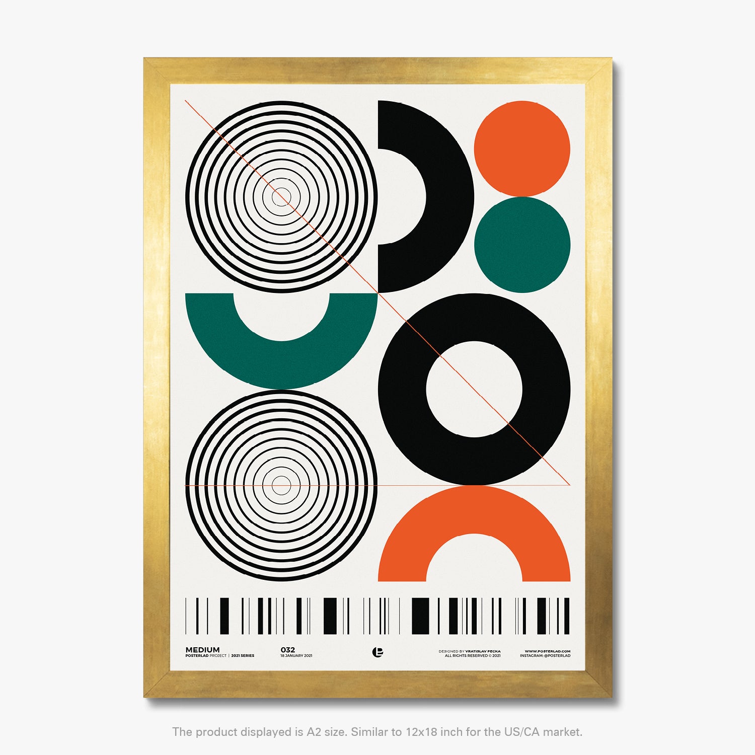 Medium poster featuring bold geometric shapes and vibrant colors