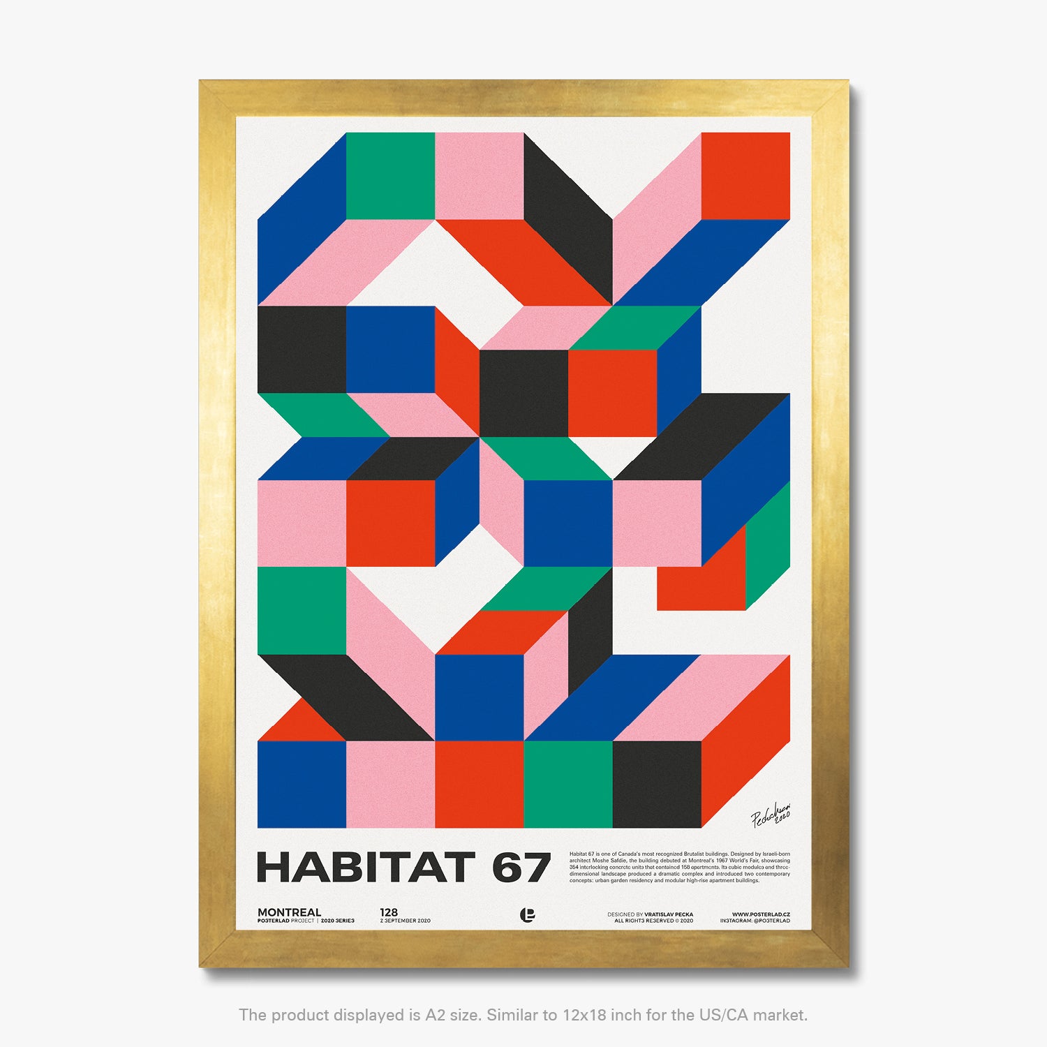 Vibrant and modern Montreal artwork inspired by Habitat 67 structure