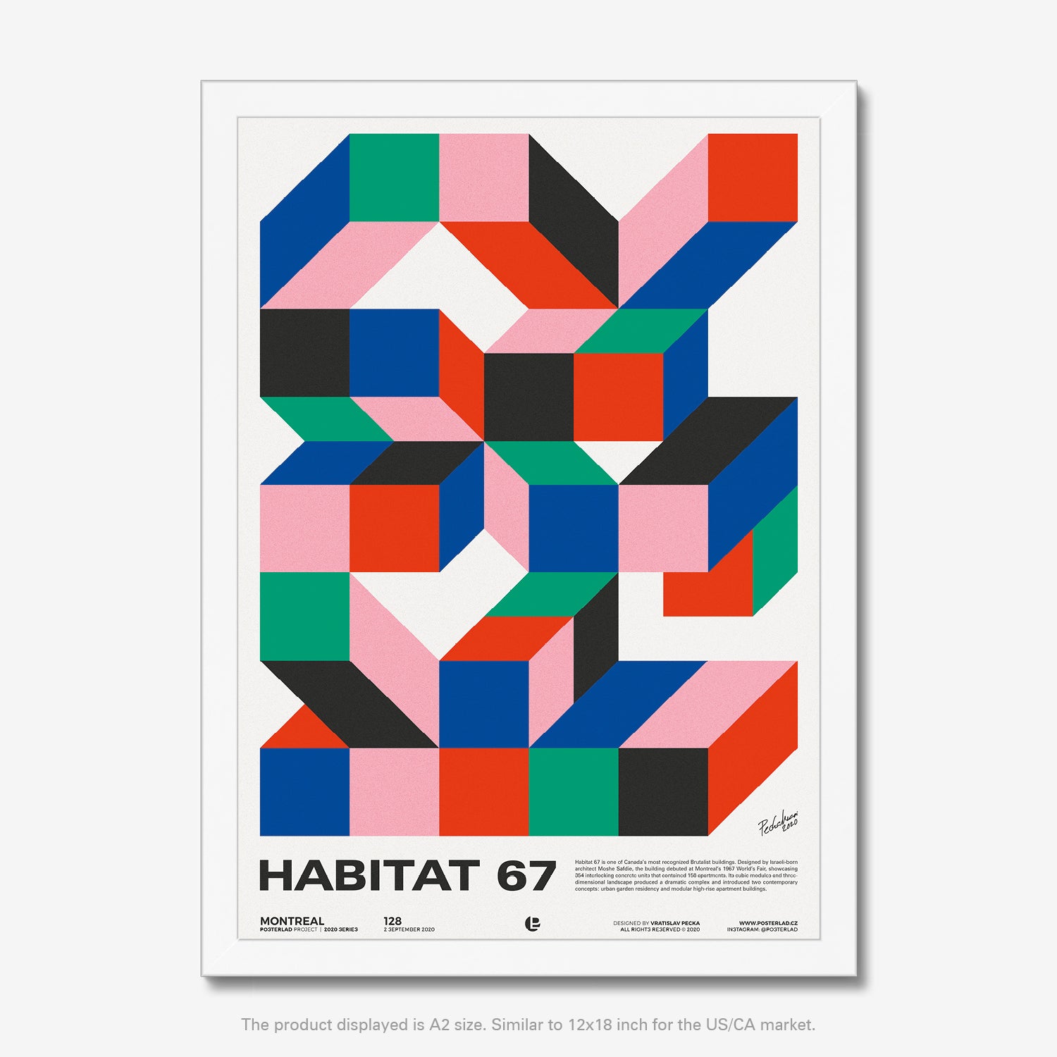 Montreal poster featuring Habitat 67 modular and geometric design