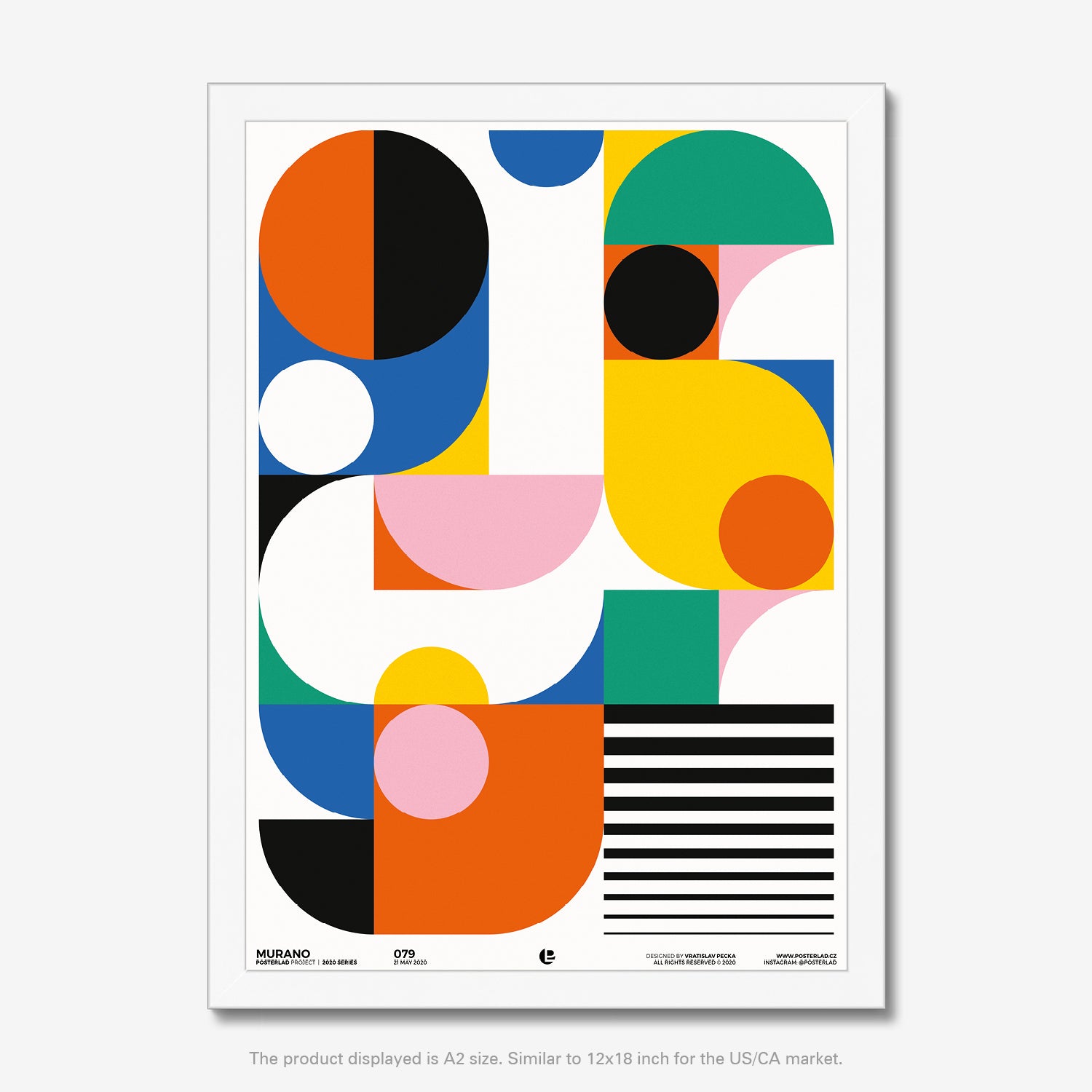 Murano abstract geometric shapes and bold colors mid-century style poster print on matte paper