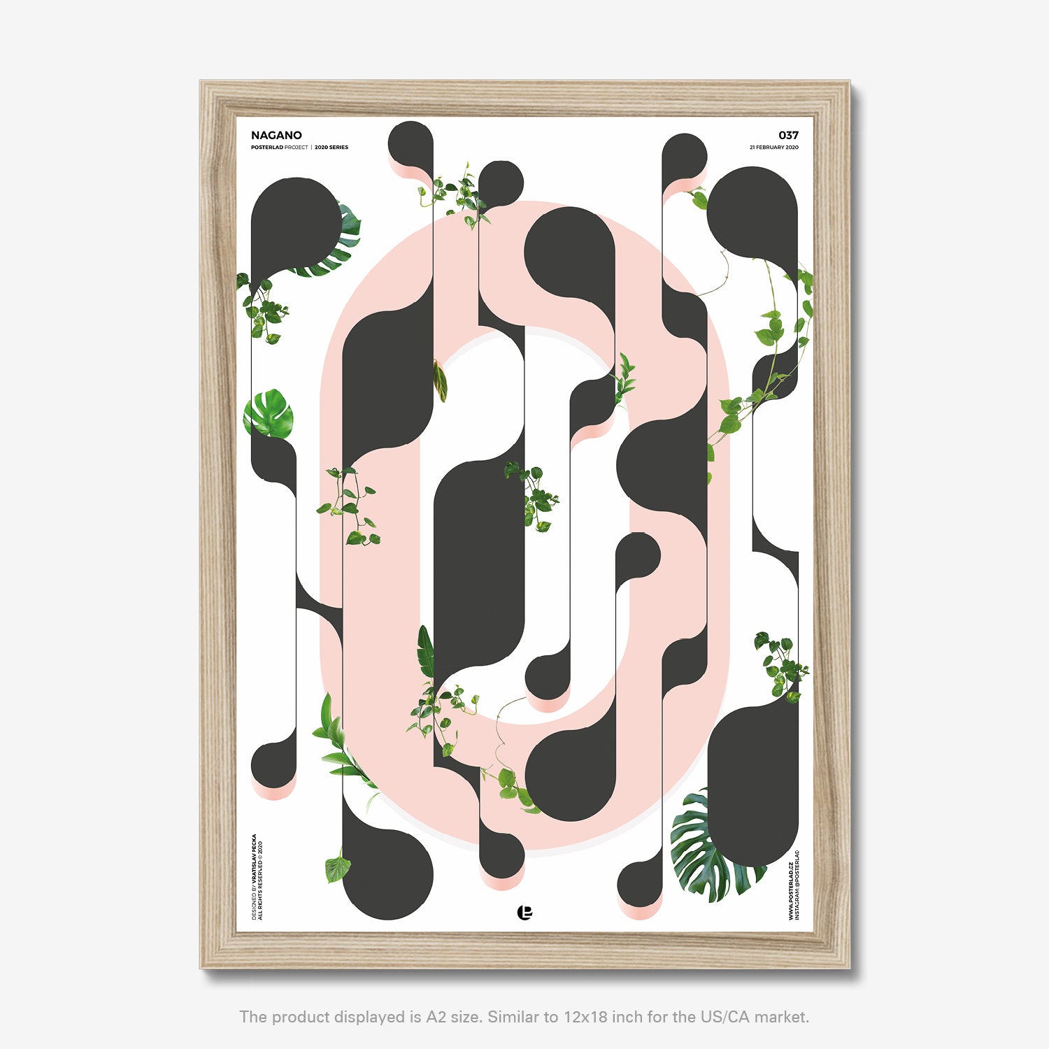 Nagano poster featuring an elegant interplay of soft geometry and natural growth