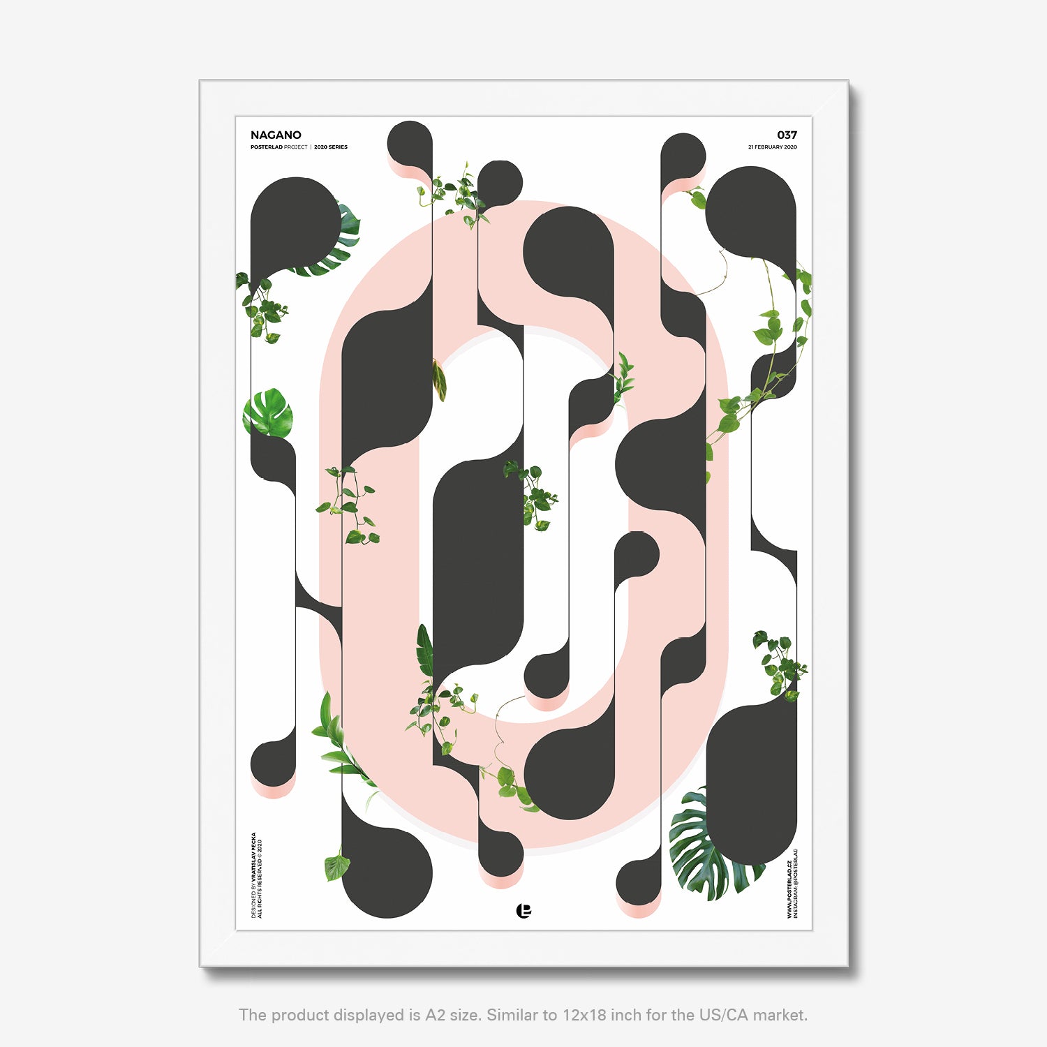 Delicate green vines and leaves cascade through the design, wrapping and intertwining with the central structure