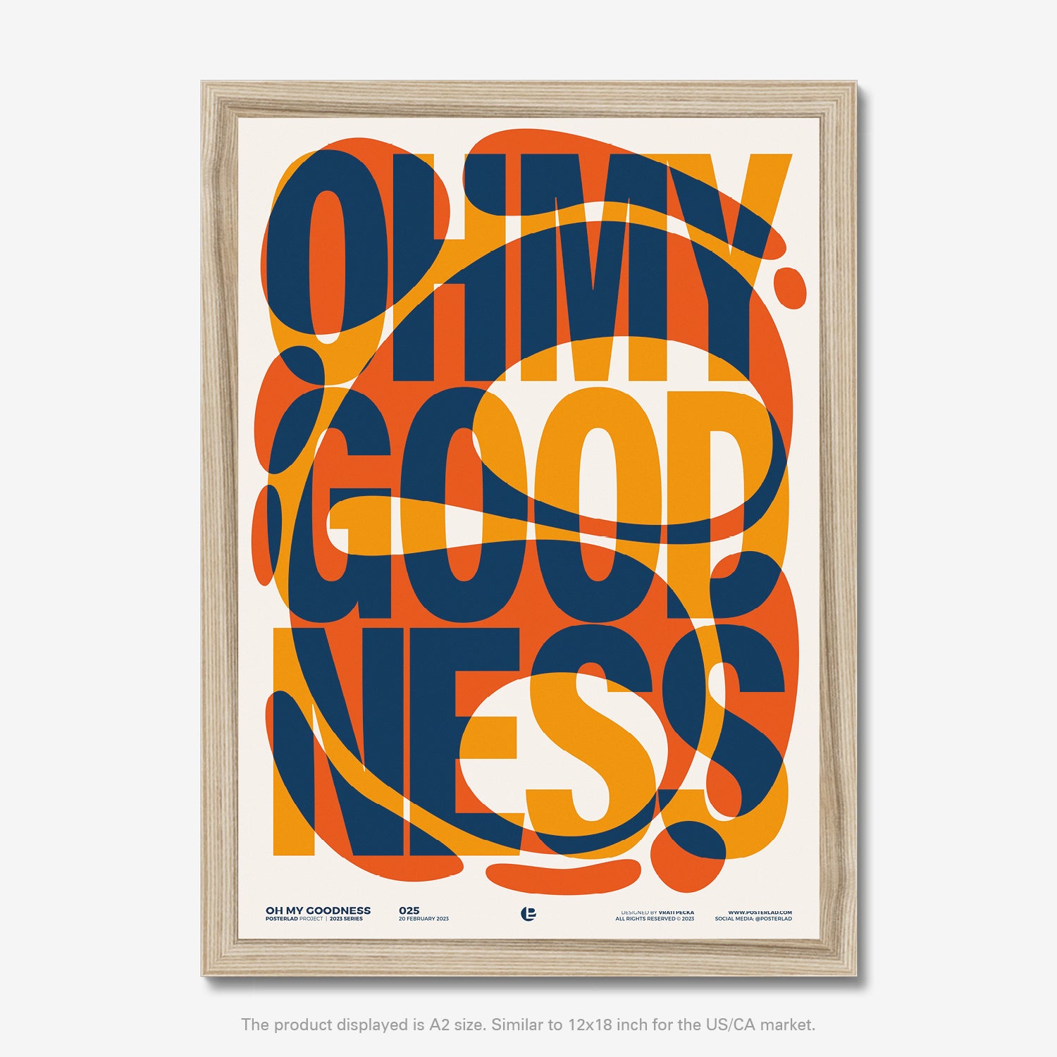 Oh My Goodness poster with bold typography and fluid, wavy lines