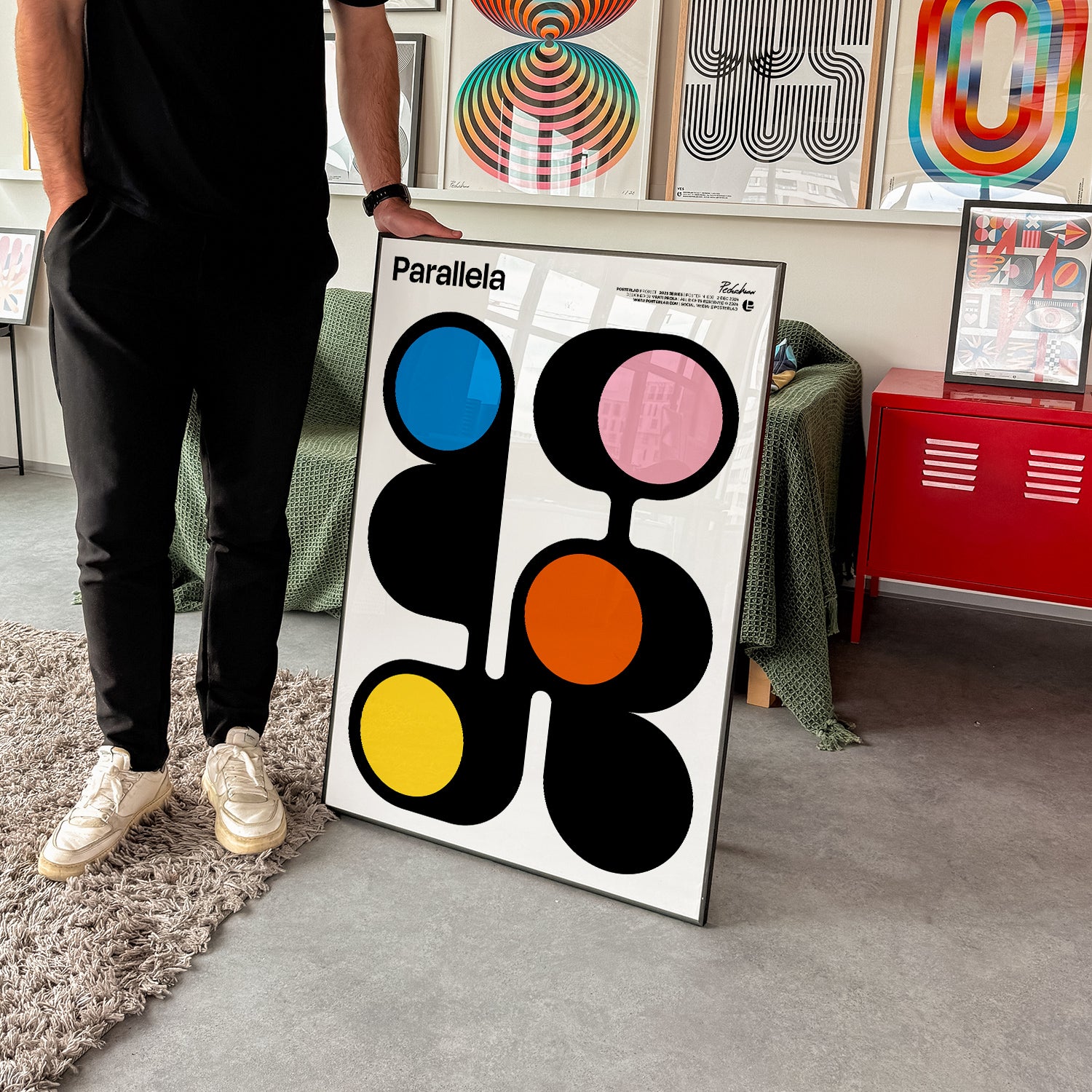Bright and sophisticated Parallela poster printed on durable Japanese-sourced paper with high opacity and ISO brightness, ideal for stylish wall accents