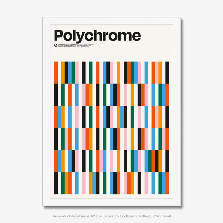 Thick matte paper museum-quality prints of Polychrome poster for a bright and lively accent in any room or office