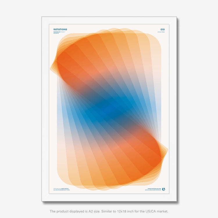Museum-quality Rotations print with dynamic, refracting light effects created by overlapping translucent shapes in vibrant colors