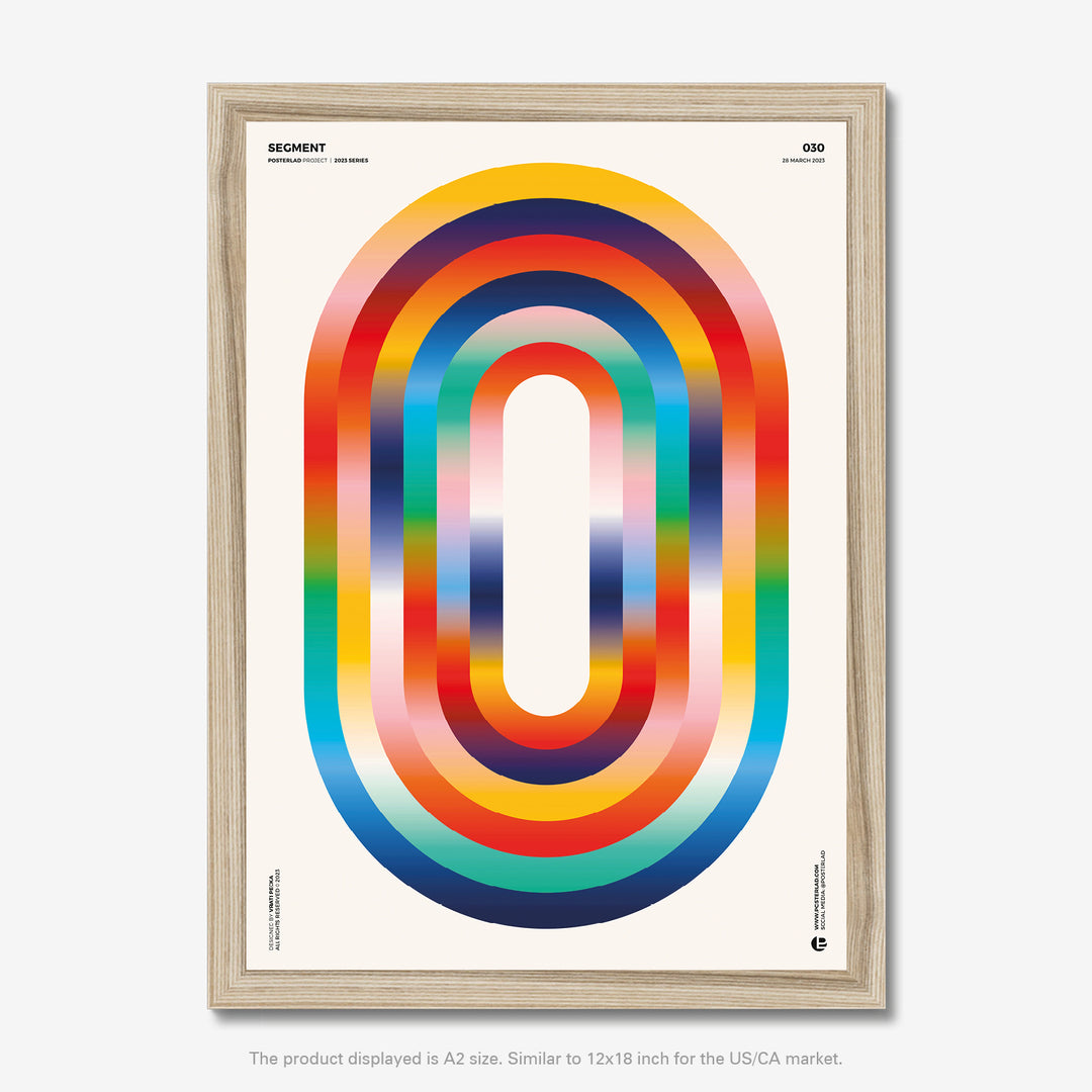 The Segment poster with vibrant concentric rainbow-colored bands on white background