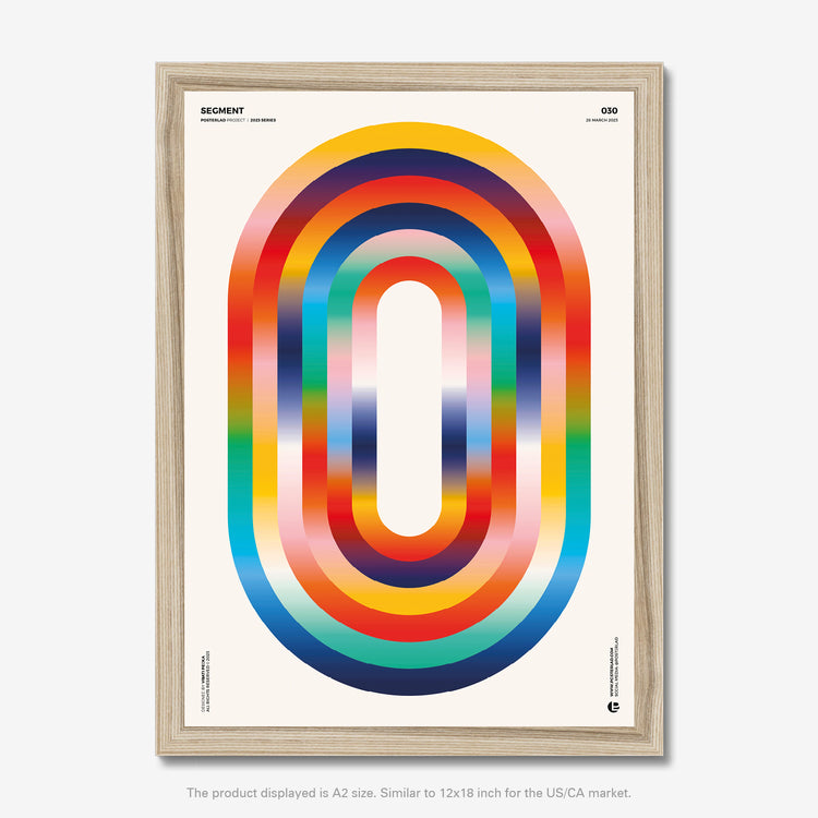 The Segment poster with vibrant concentric rainbow-colored bands on white background