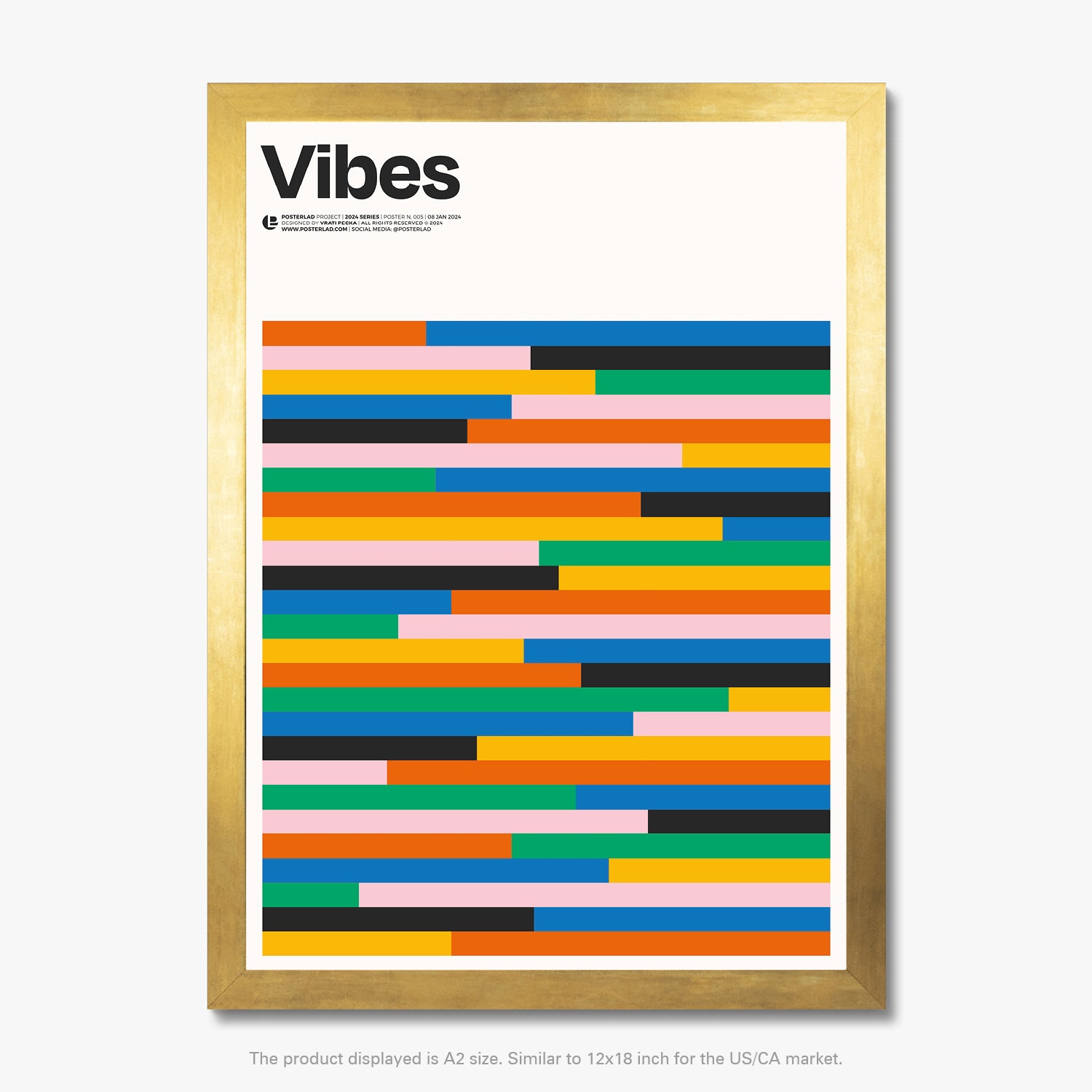 Colorful minimalist Vibes poster with rhythmic horizontal stripes and vibrant colors