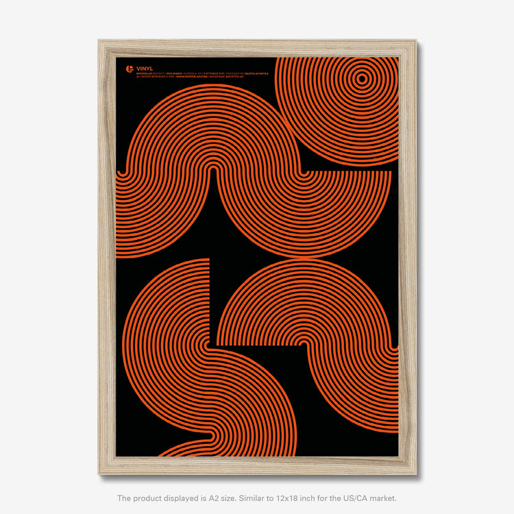  Dynamic and rhythmic circular patterns in vibrant orange on matte paper 