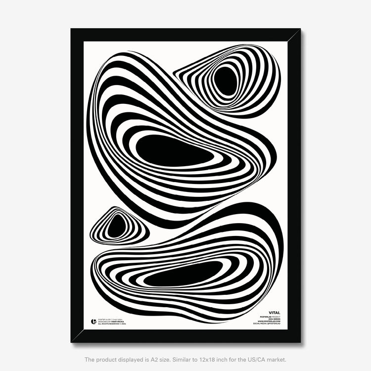 Mesmerizing shapes appearing to pulsate or ripple on clean white background
